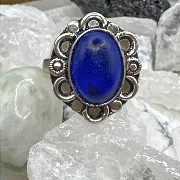 Lapis lazuli Victorian silver statement gem ring - Picture 1 of 6